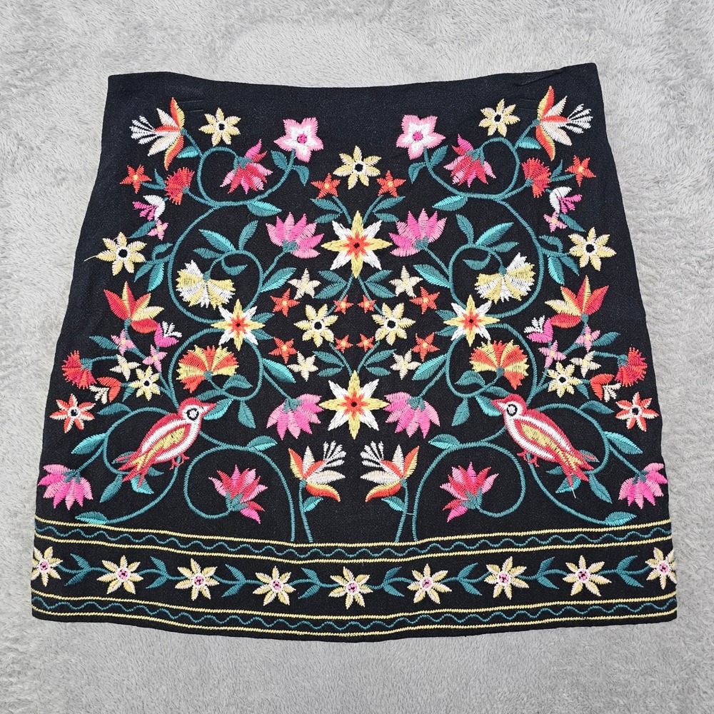 Umgee Embroidered Mini Skirt Small Boho Floral Bird Cottagecore Boho Festival‎